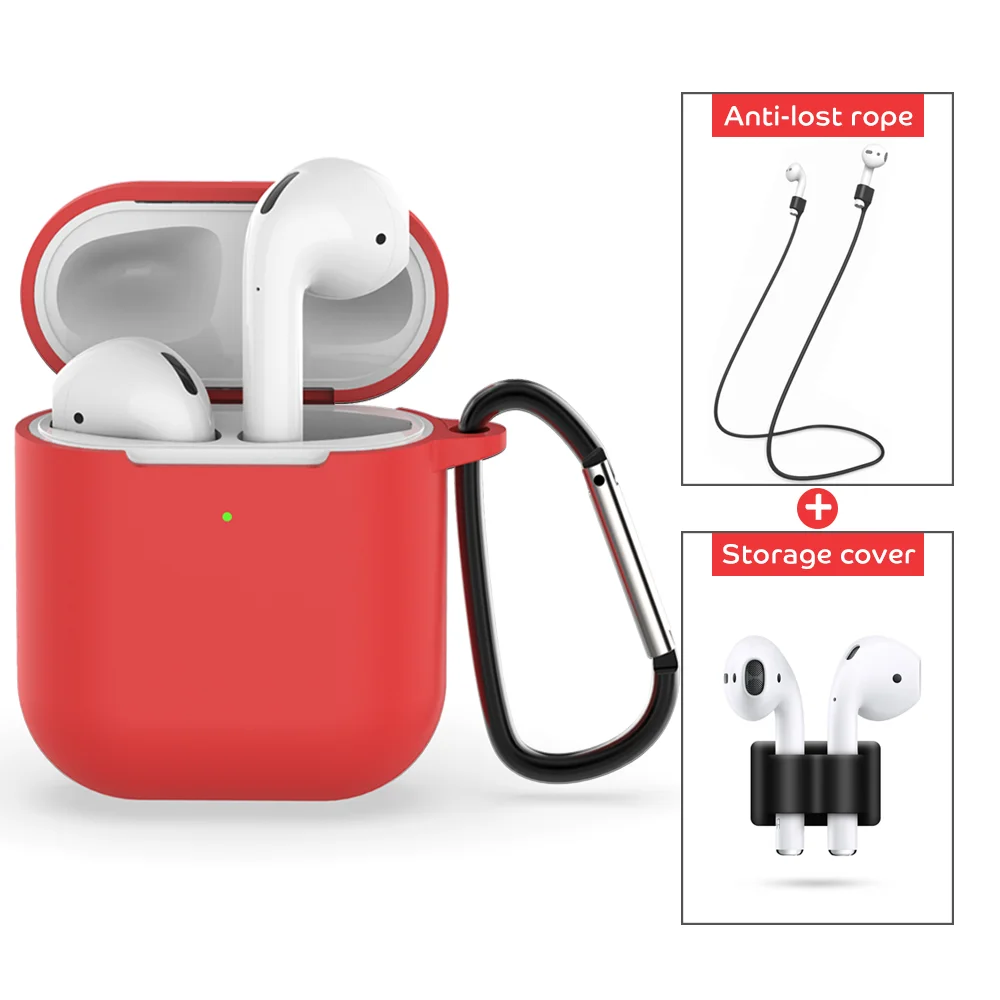 

Earphone Case With Anti-lost Rope Storage Cover For Apple Airpods 2 Shockproof Cases For Airpods 2 Silicone Bags Case