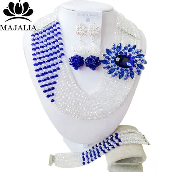 

Fashion Clear AB Nigeria Wedding african beads jewelry set Crystal necklace bracelet Bridal Jewelry sets Free shipping LM-056