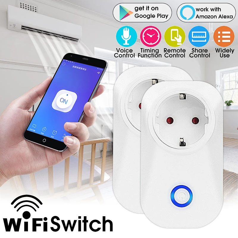 Wi fi беспроводной приложение удаленного голосового обмена управление Smart Switch Разъем синхронизации ЕС Plug для IOS Android