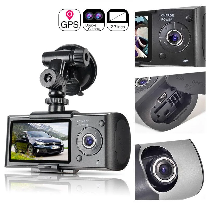 

Car Recorder Camera GPS Positioning Driving Recorder HD 2.7 Inch LCD Screen Car DVR Camera Mirror Wide-Angle Lens Microphone