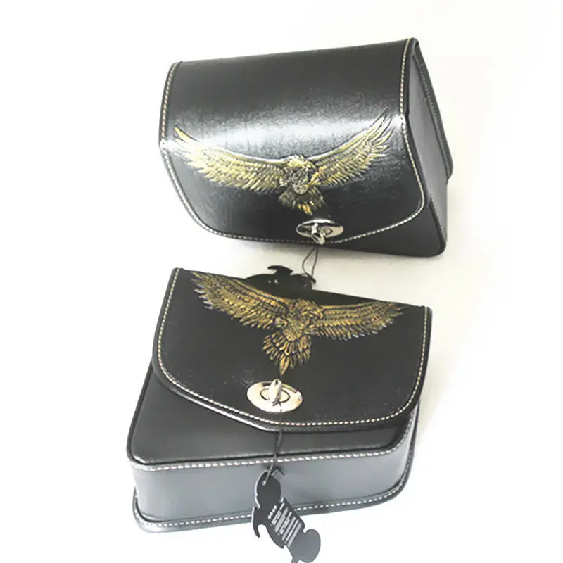 Motorcycle Saddle Bags PU Leather SaddleBag Side Bag For Harley Cruiser
