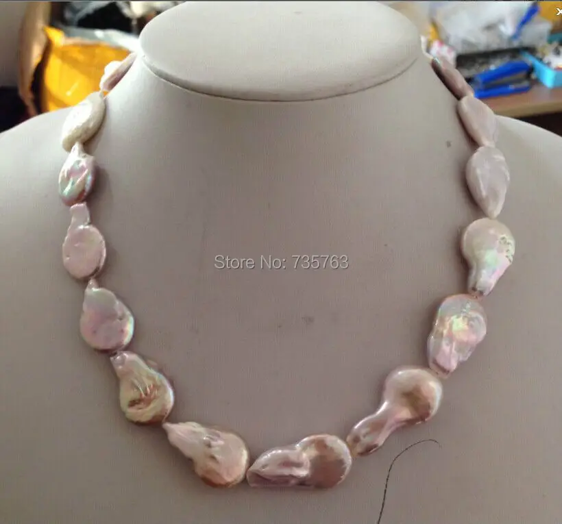 

xiuli 0015469 Australian south sea pink purple pearl necklace