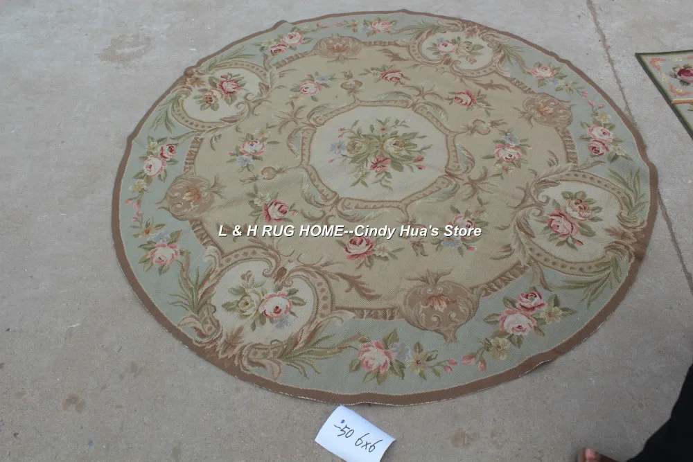 Free shipping Round 7'x7' Needlepoint rugs handmade woolen carpets