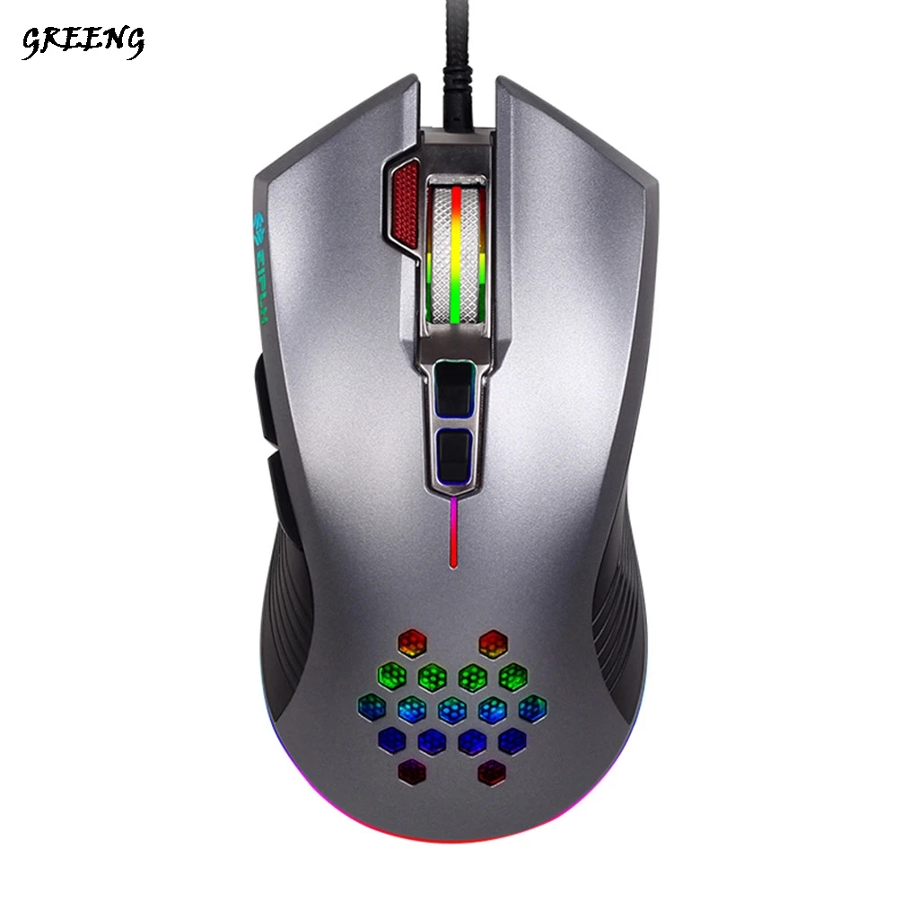 

E73 Gaming Mouse 4800DPI Adjustable Ergonomic USB Wired Mouse 8 Buttons RGB LED Backlight Optical mouse for PC Laptop