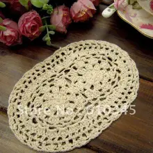 Хлопок ручная работа серовато-бежевая салфетка коврики вязаный крючком коврик, подстаканник, coaster 9X13 см круглый 12 шт./партия CD023