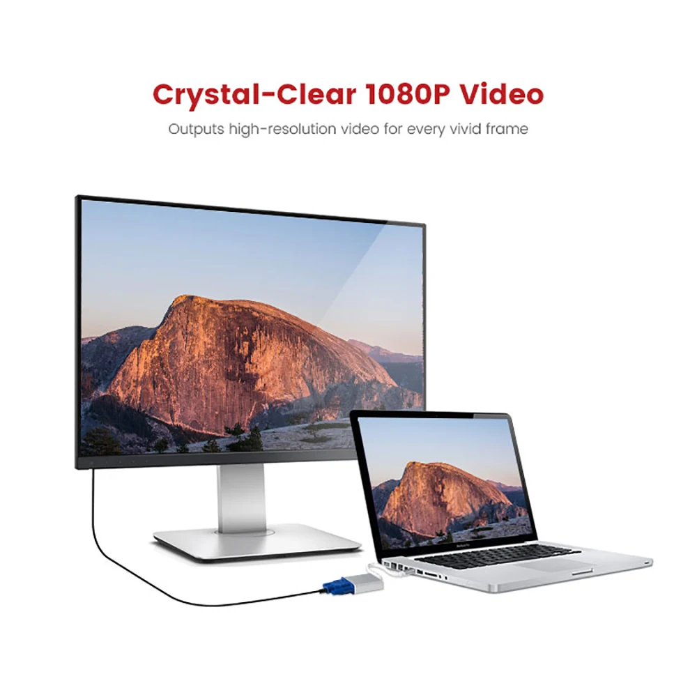 iVanky 1080P Type C to VGA Adapter 0.2m/0.65ft 1920x1080@60Hz USB C to VGA Adapter for Laptop,Tablet,Projector,HDTV,Monitor