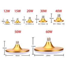 Супер яркая 220 В Tri-Proof E27 Светодиодный лампа UFO 12 Вт 15 Вт 20 Вт 30 Вт 40 Вт 50 Вт 60 Вт Алюминиевый Золотой светодиодный светильник водонепроницаемый лампада#20
