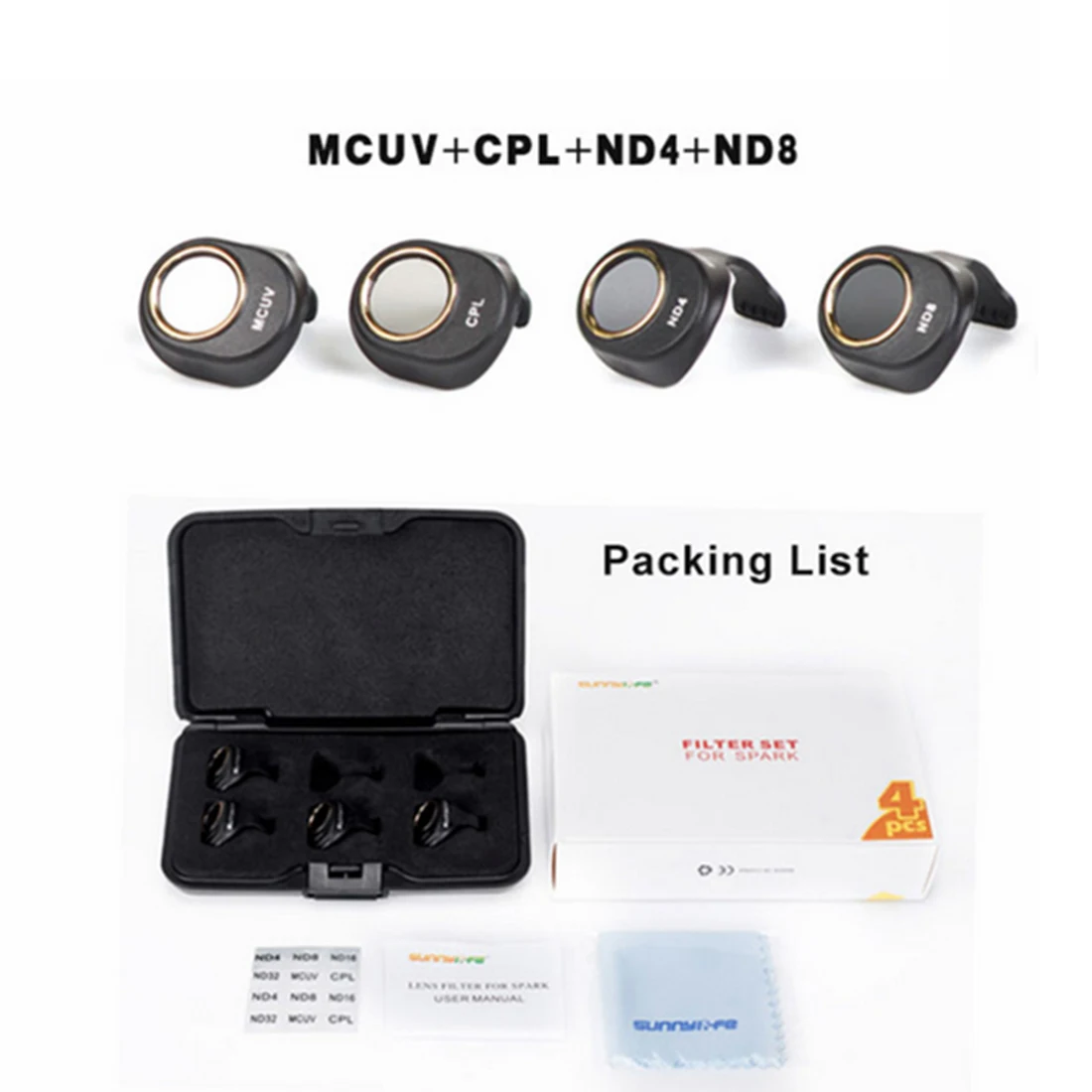 $31.25 SUNNYLIFE 4Pcs Spark MCUVCPLND4ND8 Filter Camera Lens Filters Combo for DJI Spark Drone Accessor