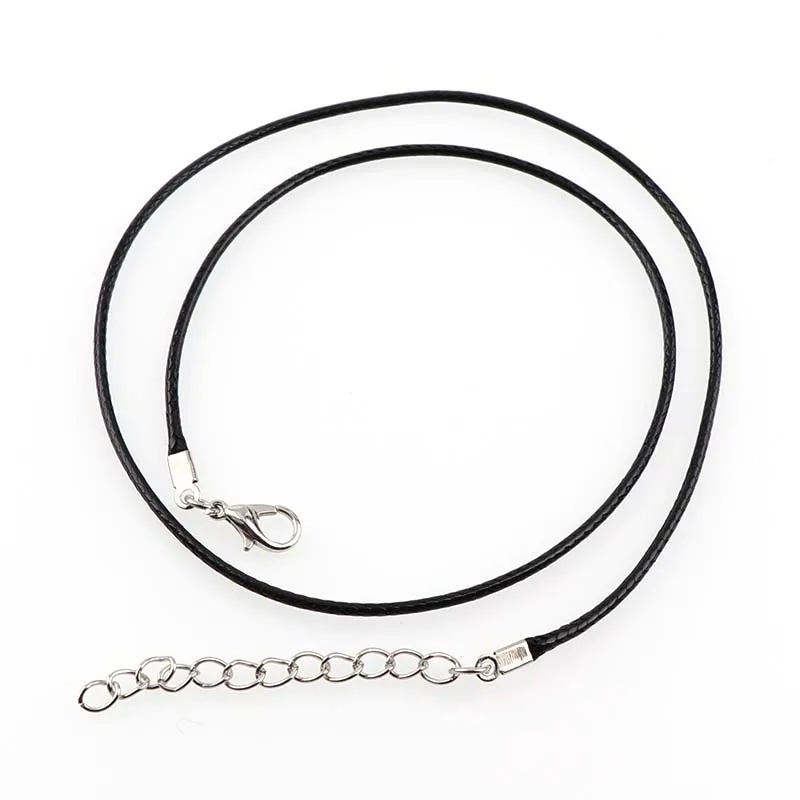 20 штук 2 мм черный шнур из искусственной кожи цепочка ожерелье с серебряной застежкой веревки для мужчин и женщин и скрученный плетеный Канат