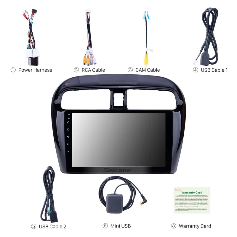 Sale Seicane Android 8.1 2DIN 9inch Car Head Unit Radio Audio GPS Multimedia Player For Mitsubishi Mirage 2012 2013 2014 2015 2016 3