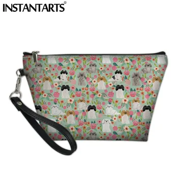 

INSTANTARTS Cavalier King Charles Spaniel Women Make-up Bag Zipper Leather Travel Portable Pouch Handbags Ladies Cosmetic Bags