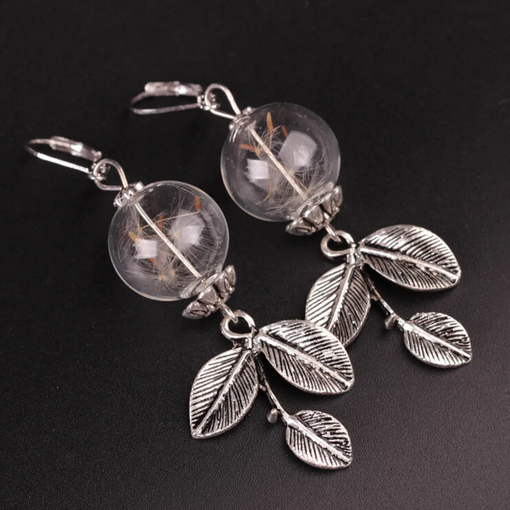 

DIY accessories glass crystal beads earrings for women Dandelion in the glass globe Terrarium earring