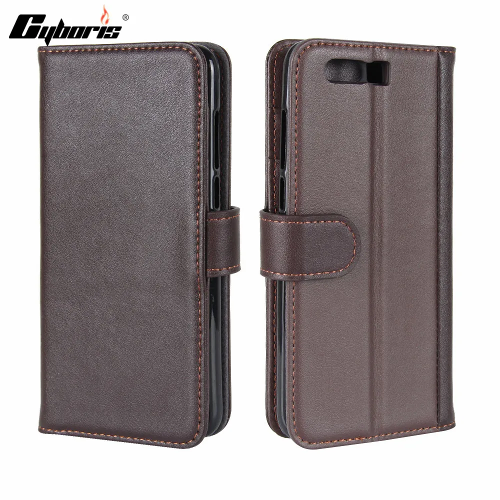

CYBORIS for Huawei Honor 9 Case Genuine Real Cow Leather Case for Huawei Honor 9 Flip Cover Wallet Stand card slot