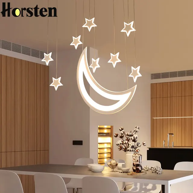 Creative Moon Star Restaurant Led Pendant Lights Personality Bar Creative Moon Star Restaurant Led Pendant Lights Personality Bar Lamp Acrylic Hanging Lamps For Bedroom Dining Room