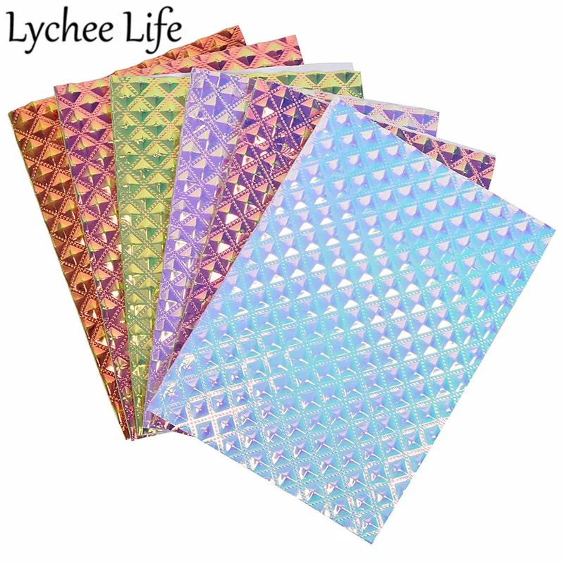 Lychee Life A4 Переливающаяся кожаная ткань цветная PU голографическая Ткань DIY Современная домашняя одежда текстиль швейная ткань аксессуары