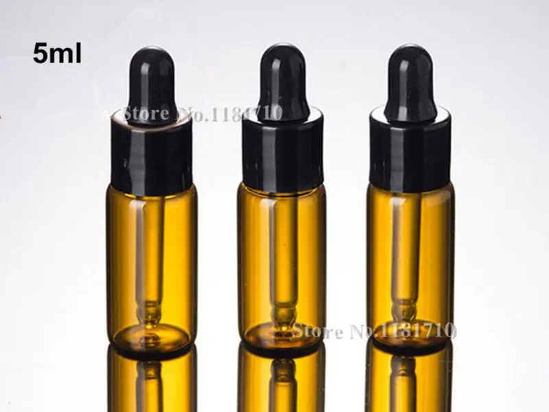 

100pcs/lot 5ml Amber Glass Essential Oils Glass Dropper Bottles Refillable Clear Glass Bottles Dropper Fragrance Vials