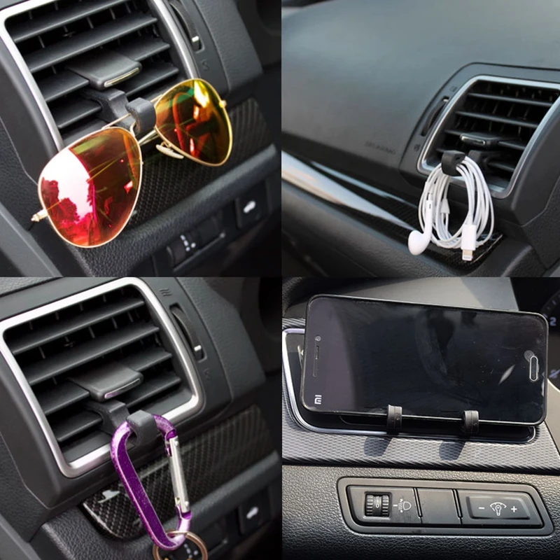 

2pcs Multi-function Car Outlet Hook Automobiles Car Hooks Air Vent Outlet Mount Fastener Clips Universal Black Car Styling