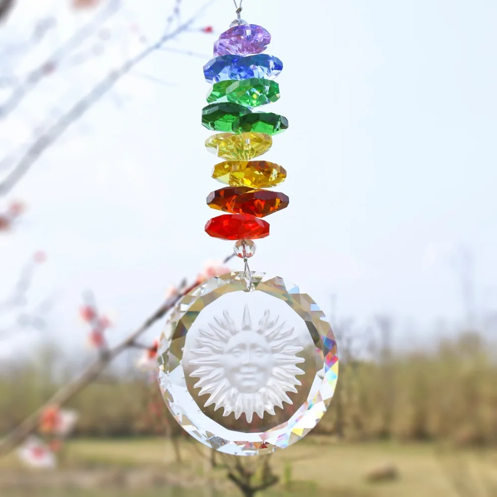 H& D Chakra Висячие хрустальные солнцезащитные очки для лица Fengshui орнамент Suncatcher зеркало заднего вида автомобиля очарование Декор окна