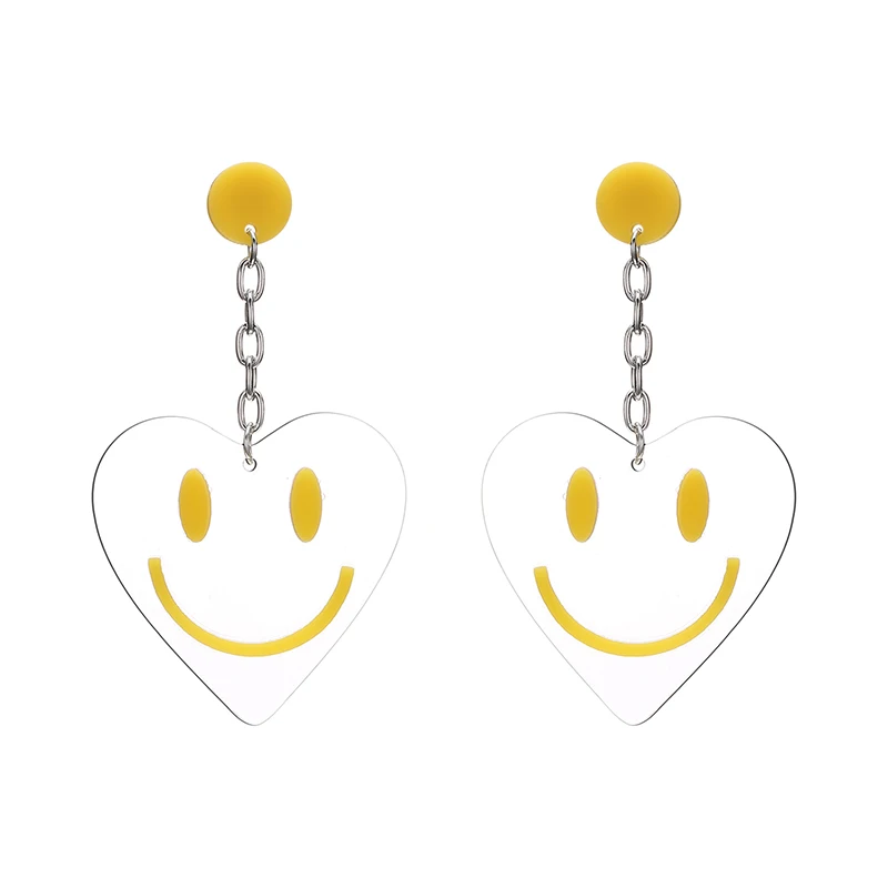 

H:HYDE Fun Tasted Exaggerated Acrylic Smiley Face Earrings Korean Punk Style Long Expression emoji Stud Earrings For Women Girls