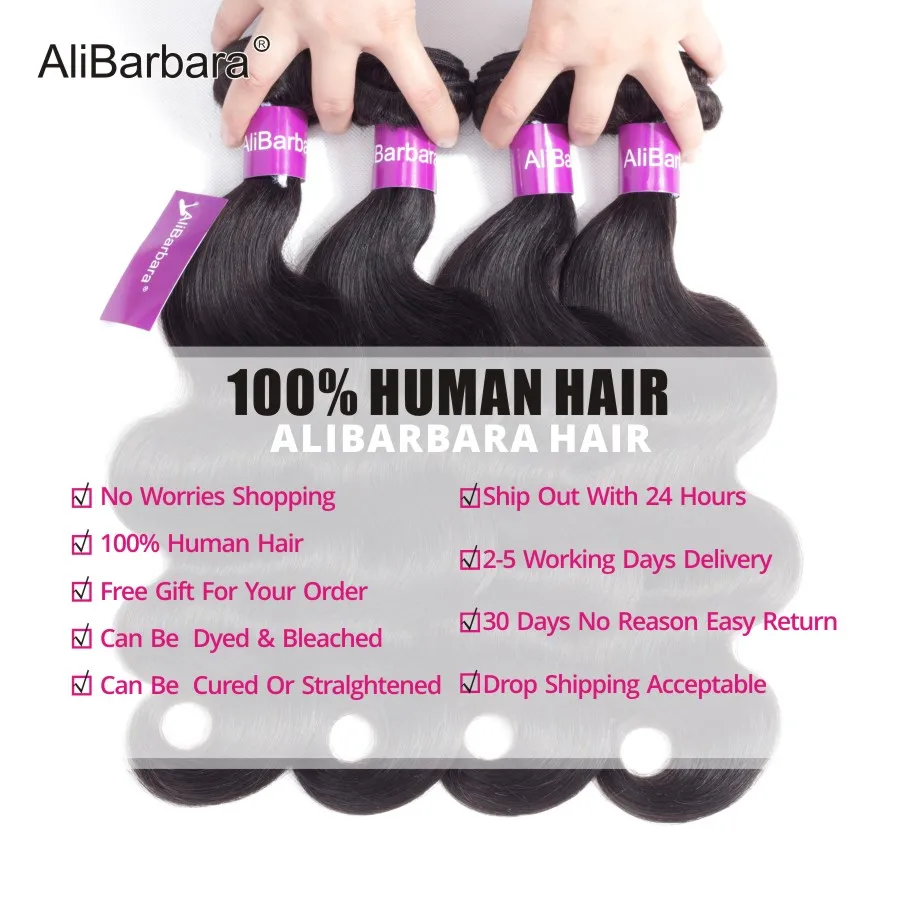 Alibbara волосы бразильские объемные волнистые волосы 4 пучка человеческие волосы ткет remy наращивание волос натуральный цвет 8-28 дюймов Быстрая