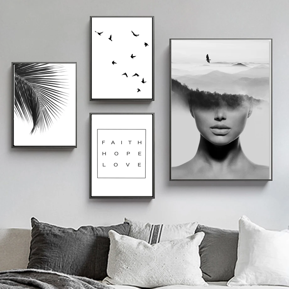 

Girl Mountain Forest Bird Landscape Quotes Wall Art Canvas Painting Nordic Poster And Prints Wall Pictures For Living Room Decor