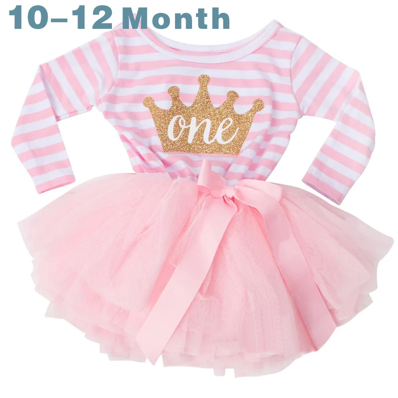 

Baby Girl First Birthday Outfit Long Sleeve Newborn Baby Girls Clothes Striped Headband Casual Bebes Bautizo Infant Kids Clothes