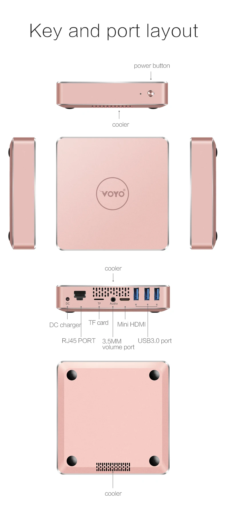 VOYO мини-ПК 4096*2304 Win10 Intel Apllo lake N3450 четырехъядерный ПЗУ HDMI wifi tv BOX 4G ram 64G SSD Многоязычная