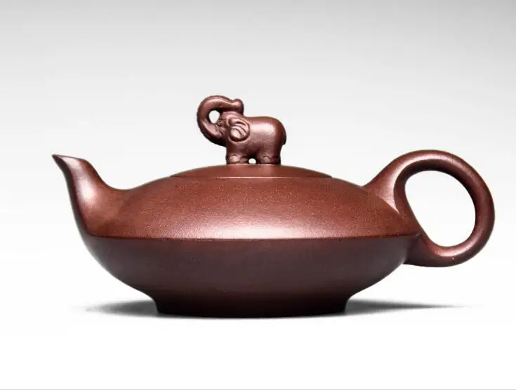 

200cc Chinese Ceramic Teapot Purple Elephant Flattened Pot Hand-filtered Teapot Home Kung Fu Tea Travel Portable Teapot