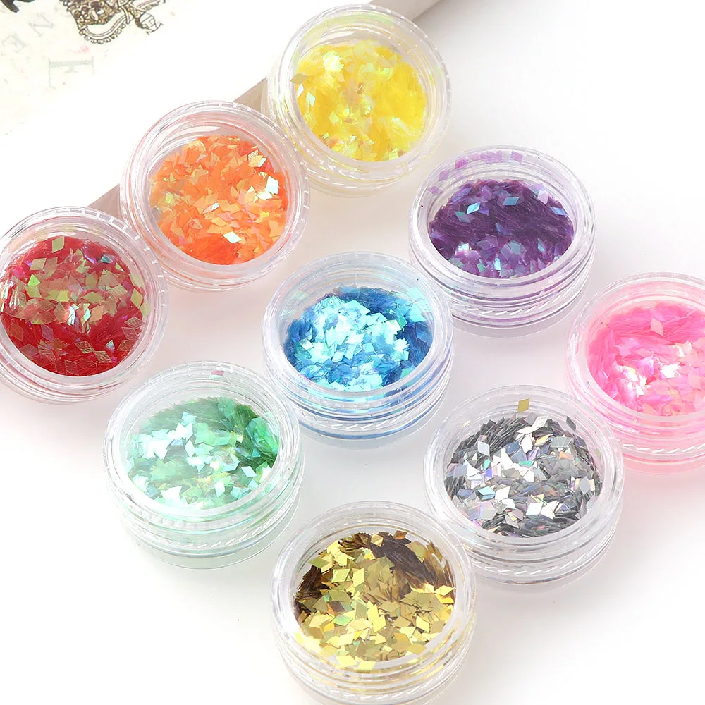 

1 Box 3D Laser Mixed Nail Glitter Sequins Shinning Colorful Nail Flakes DIY Charm For Nail Art Decorations