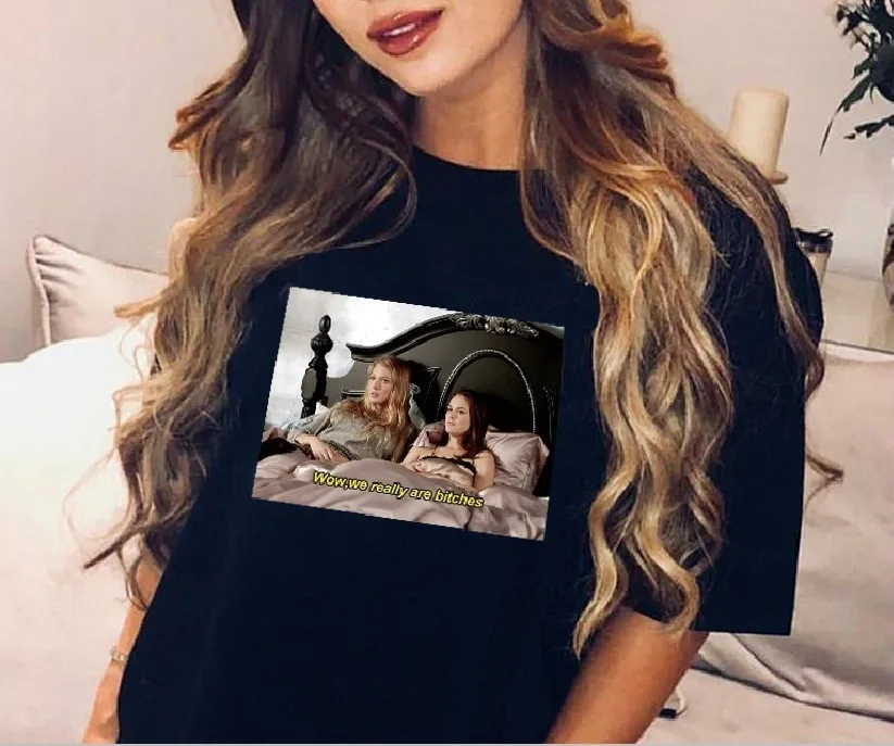 

Kuakuayu HJN 1 Gossip Girls TV Show Girl Friend T Shirt We Really Are Bitches Blair Serena Funny Printed T Shirt