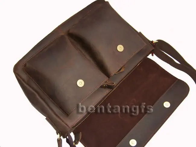 Винтаж Кожа Полного Зерна Неподдельная мужская Сумка Кожаная мужчины Crossbody кожа