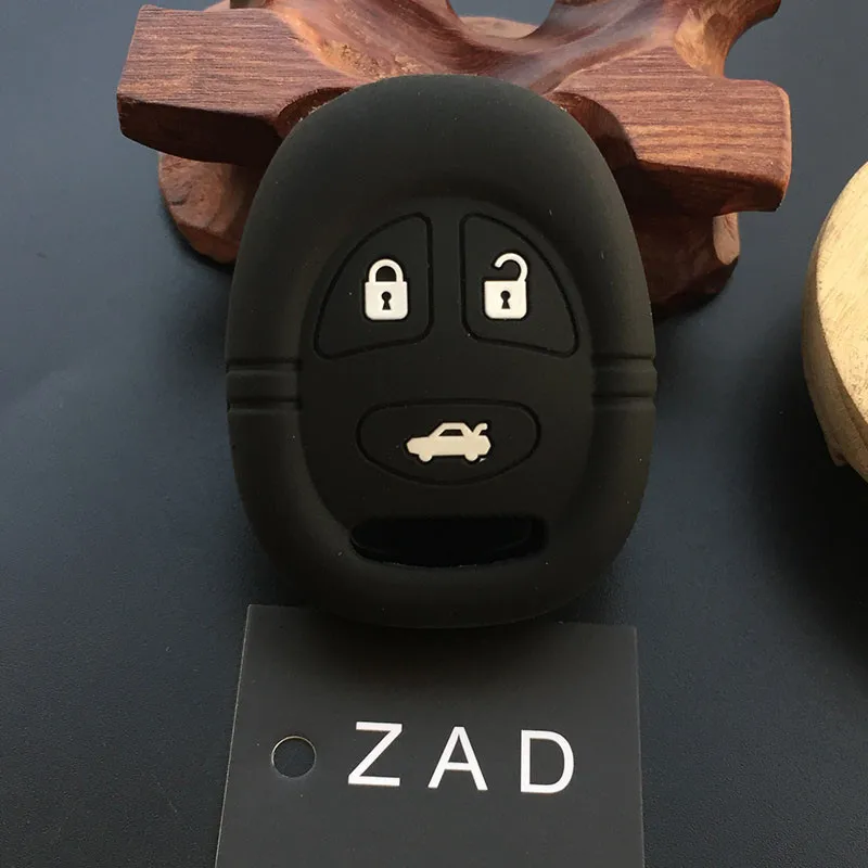ZAD силиконовый резиновый автомобильный чехол для ключей, защитный чехол для телефона Saab 9-3 9-5 93 95, 3 кнопки, умный дистанционный брелок - Название цвета: Черный