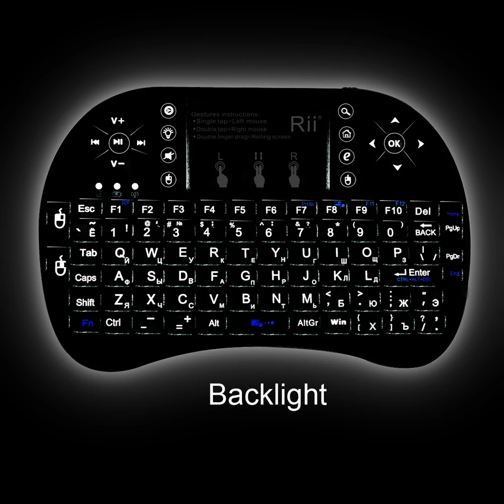 

Genuine i8+ Russian English Hebrew Version i8+ 2.4GHz Wireless Keyboard Touchpad Backlit Handheld for Android TV BOX Mini PC