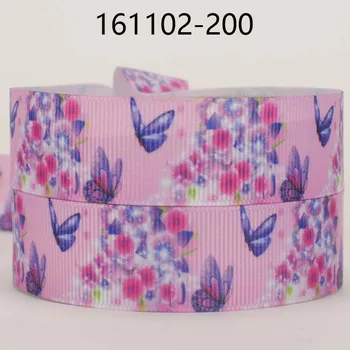 

NEW 50 yards purple butterfly with flowers ribbon printed grosgrain ribbon free shipping