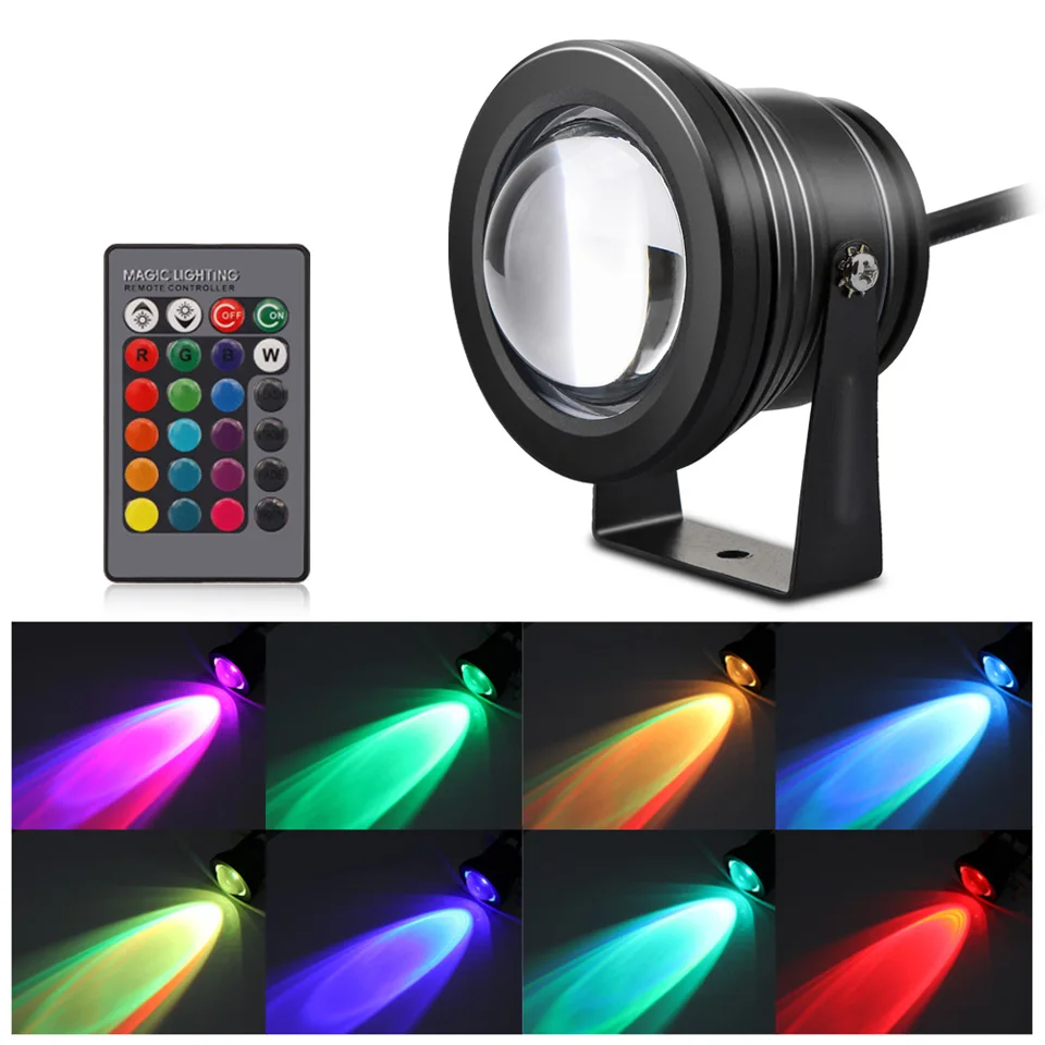 

10W RGB LED Lawn Light Remote Control Garden Lights Outdoor with Spike for Yard Patio Path Spotlight Waterproof Lighting DC 12V