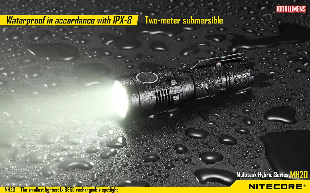 Nitecore MH20 Портативный фонарик с Nitecore Nl188 18650 3200 мАч батареи XM-L2 1000 люмен зарядка через usb Отдых на природе света