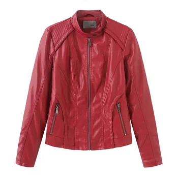 

NXH faux leather jackets women Moto Biker jacket plus size autumn coat black pink red leather jacket pu 2019 women fashion