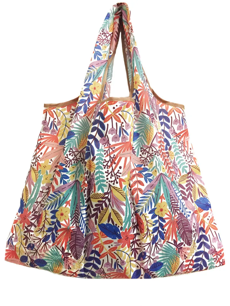 Новая женская складная сумка для покупок, эко многоразовая сумка для покупок с короткими ручками, мультяшная Цветочная фруктовая овощная продуктовая сумка FS11 - Цвет: F