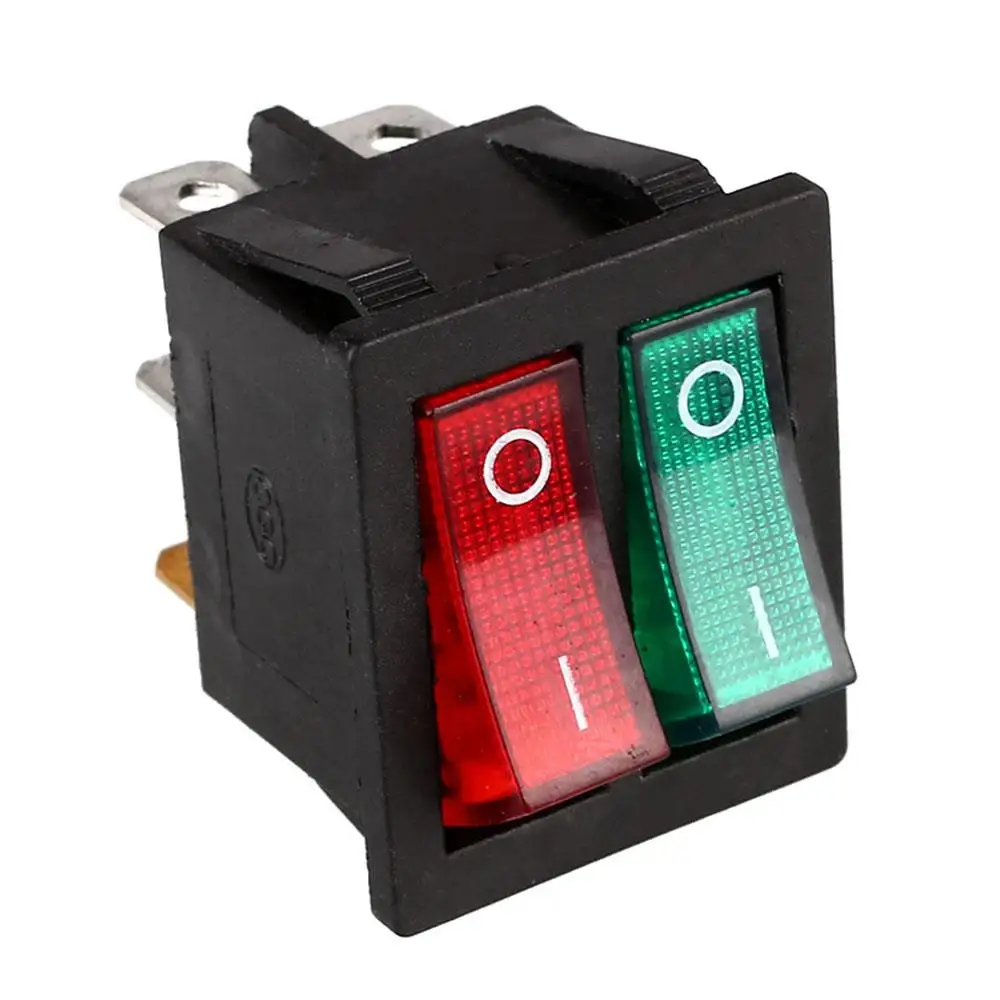 

Switches DIY Red & Green Button Double Boat Rocker Switch Durable Toggle Switch Lights Lighting Accessories