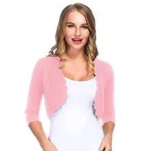 Женское пальто, 3/4 рукав, открытая передняя часть, укороченная длина, болеро, элегантное, винтажное, тонкое, болеро, сплошной цвет, весенний женский вязаный кардиган