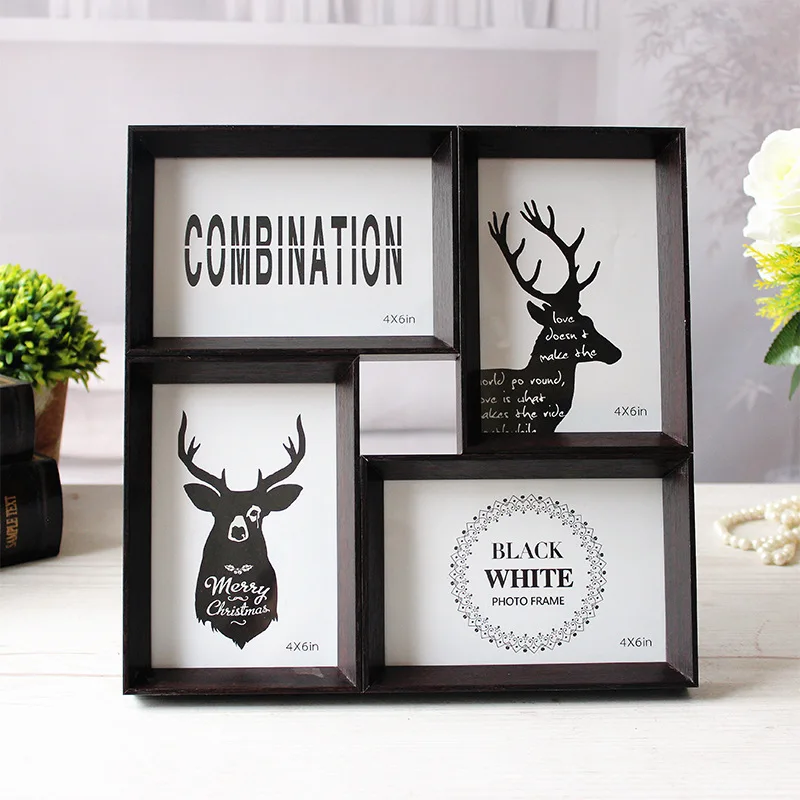 

Vintage Multi-frame Photo Frames Wood Picture Frame Wedding Desk Photo Frame Home Decor Craft Handicrafts Gifts for Bedroom