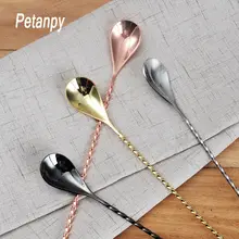 30/40/50 см красочные Нержавеющая сталь мешалка Коктейльная ложка спираль Teadrop Кухня перемешать Ложка инструменты бармена Кухня расходные материалы