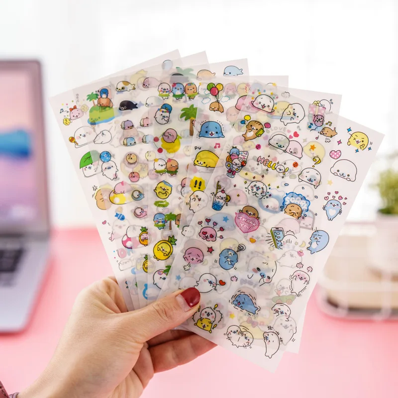 

Kawaii Cartoon Small Sea Lion On Vacation Emoticon Sticker Mamegoma Cute Holiday Animal Diary Album DIY Decor Stickers Kids Gift