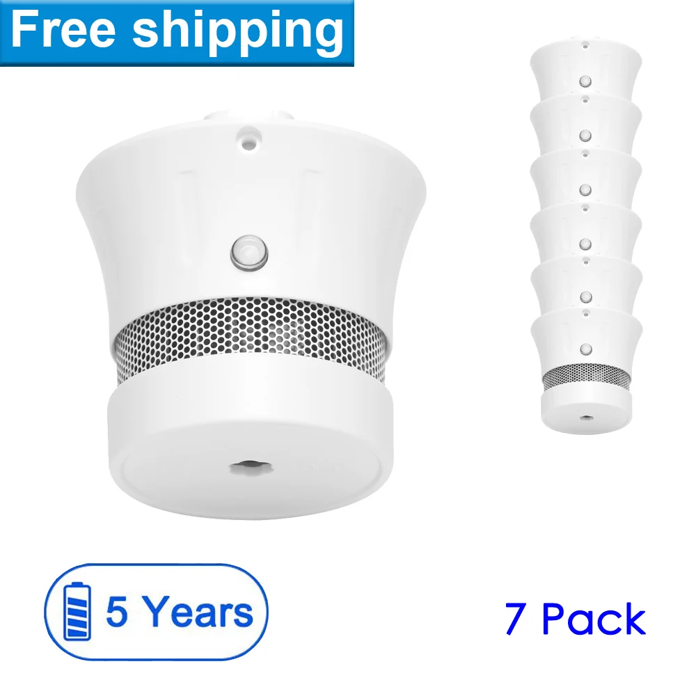 

CPVan Smoke Detector 7PCS, CE Certified EN14604, Independent Photoelectric Smoke Alarm Sensor with 5-Year Battery Operated 85dB