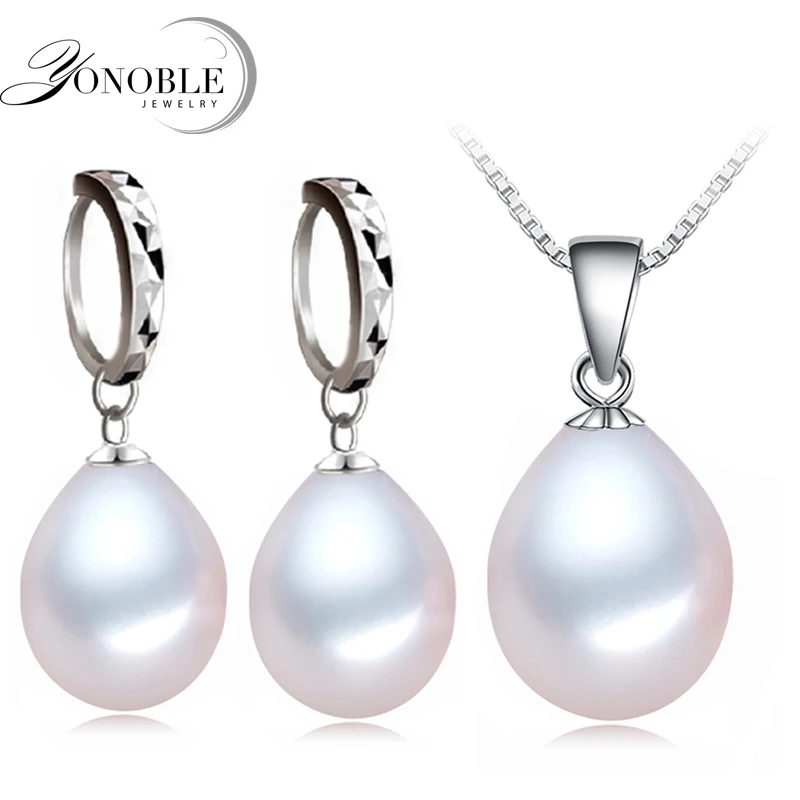 

YouNoble Natural Real pearl jewelry set,925 sterling silver jewelry sets wedding for women daughter mother birthday gift trendy