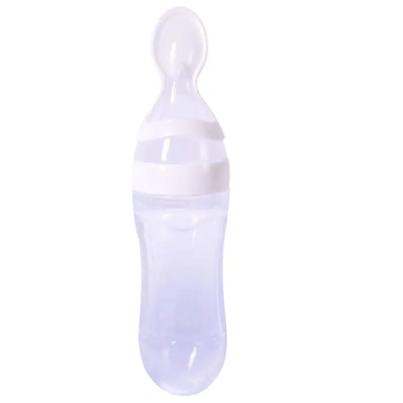 mamadeira Safety Silicone Baby Bottle With Spoon Food Supplement Rice Cereal Bottles Squeeze Spoon Milk Feeding Bottle Cup