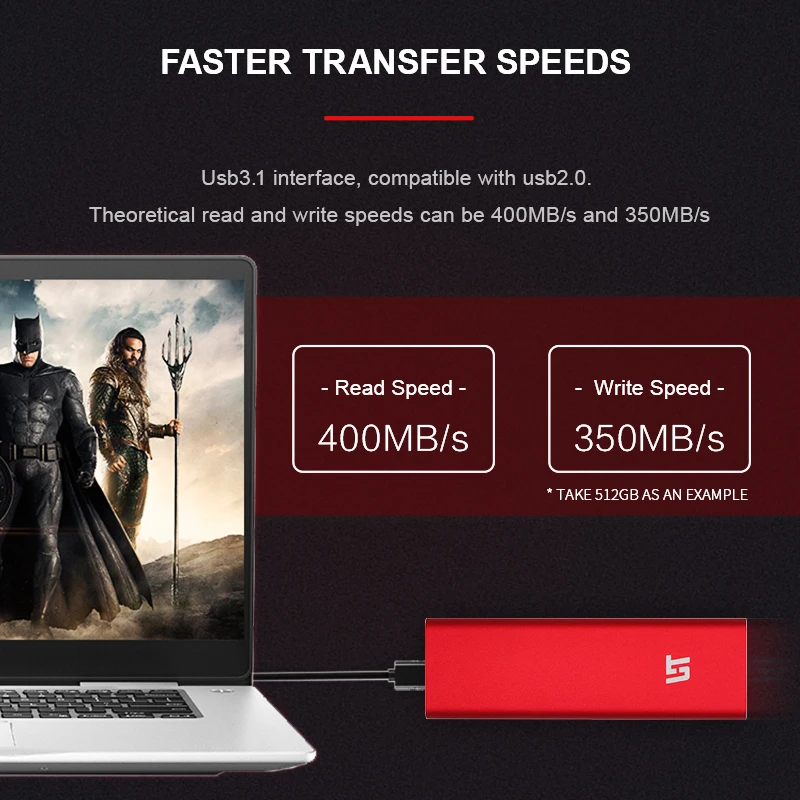 THU Mini Portable SSD 128GB 256GB 512GB 1TB USB3.1 400MB/s External HD Solid State Drive for PC Laptop Notebook(RED) THU Mini Portable SSD 128GB 256GB 512GB 1TB USB3.1 400MB/s External HD Solid State Drive for PC Laptop Notebook(RED)