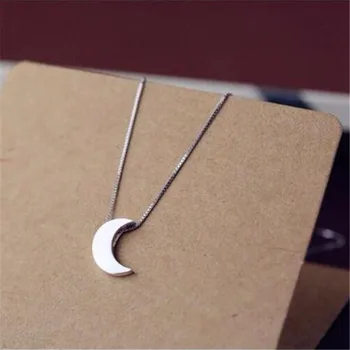 

LULU-PIG 925 Silver Fashion Aesthetic Exquisite Frosting Crescent Moon Female Allergy Pendant Necklace N0047