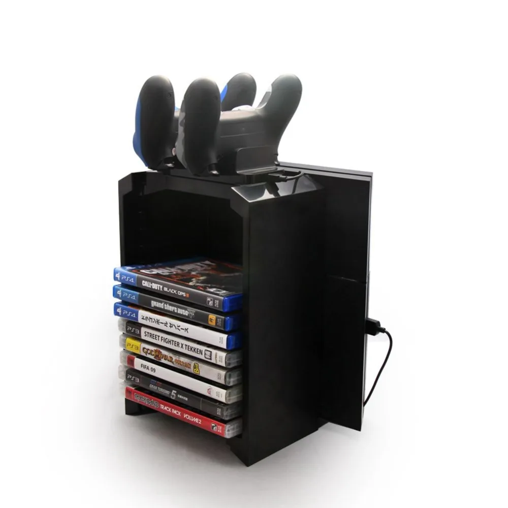 Multifunactional 5V Game Tower Disk Storage Stand Kit контроллер для зарядки с кабелем Micro USB для Playstation 4 PS4/Slim(черный