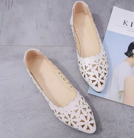 Fleur Bout Femmes Beige black Pointu Plates Chaussures Nouvelle Shallow Nude pink 2018 À Ipccm Forme Talon Évider Arrivée white Appartements tgvq6x